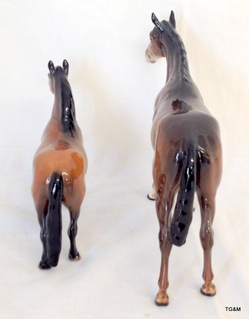 2 Beswick horses large 20cm and small 16cm high 1 A/F - Image 2 of 4