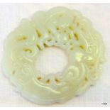 A carved Chinese White Jade foreigner pendant length 7.1cm