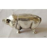 A silver plated pig vesta case