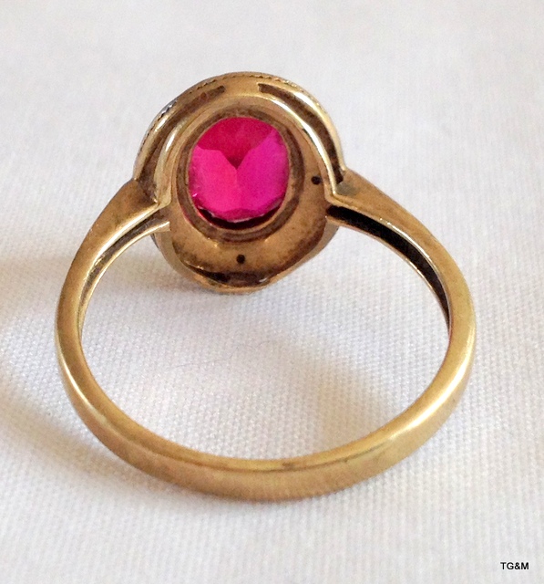 A 9ct gold ruby and diamond ring size K - Image 2 of 3