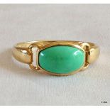 A ladies 9ct gold Jade set ring size R