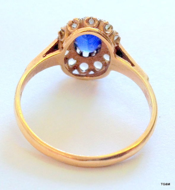 A 9ct gold sapphire and white sapphire ring, size P - Image 3 of 3