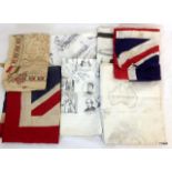 Two Union Jack flags the largest being 33 x 22 inches - two printed linen Queen Victoria souvenir 23