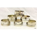 A set of 6 White metal napkin rings with Niello decoration