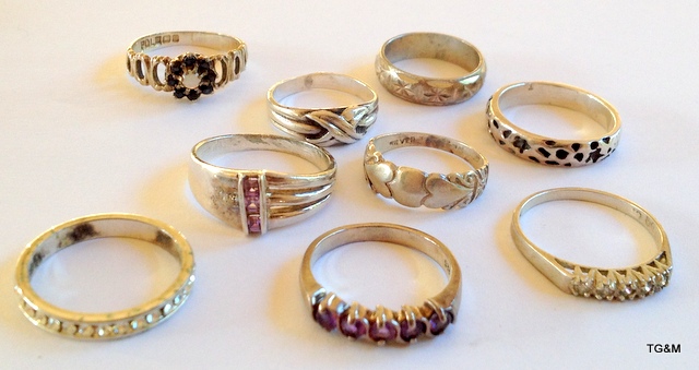 Mixed Silver & Other Rings (9)