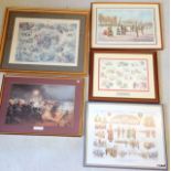 Five large framed military prints - Queen Alexandra's Royal Army Nursing Corps - Ulster Defence