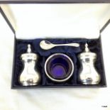 A Hallmarked Silver Cruet Set in Original Box