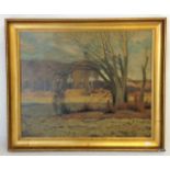 A gilt framed oil on board of a woodland scene by Arthur Nielsen Danish artist 1883-1946 61 x 51
