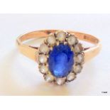 A 9ct gold sapphire and white sapphire ring, size P