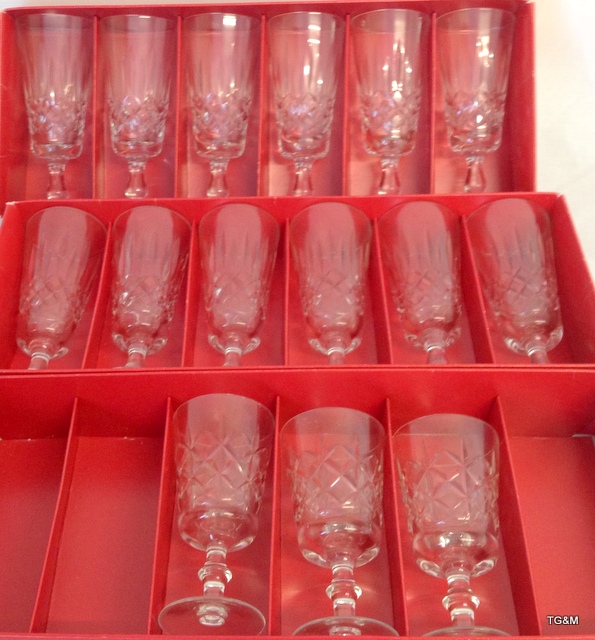 Quantity of Cut Glass Champagne Flutes