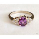 A 925 silver Amethyst Ladies Ring Size Q