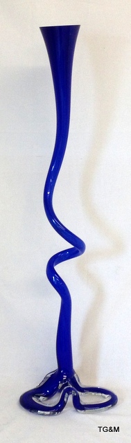 A large blue Murano / Studio Art bud vase