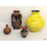 A Breton French Art studio pottery vase, a West German vase and 2 others