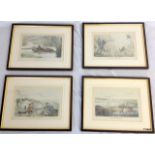 A Set of 4 Hand Coloured Bird hunting Prints by H Y Alken. 25 x 32cm