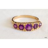 A 9ct Gold Hallmarked Antique Amethyst Ring. Size P/Q