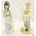 2 Nao porcelain figures Girl with a hat and the washer woman