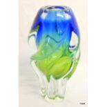 A green/blue Art Glass vase