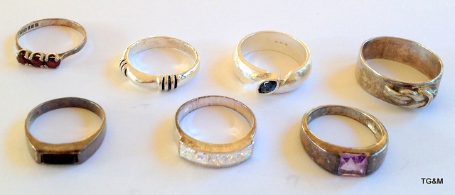 Mixed Silver & Other Rings (8)