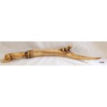 Unusual Eastern carved antler dagger with monkey decoration