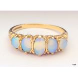 9ct gold 5 stone opal ring size T