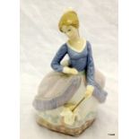A Lladro figure of a girl holding a parasol 18cm high