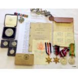 A group of 4 WW2 medals to include: 1939/45 and France & Germany star to 774162 R.G Johnson, his dog