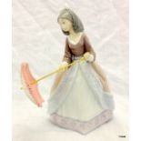A Lladro figure of a girl with a parasol 19cm high