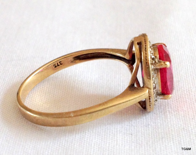 A 9ct gold ruby and diamond ring size K - Image 3 of 3