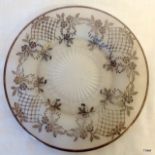 An American glass plate with sterling silver decoration