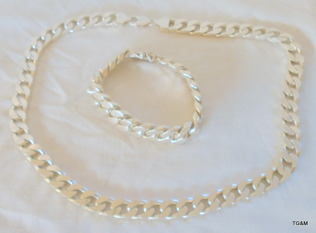 A heavy men's silver necklace and bracelet - Image 4 of 4