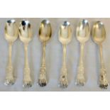 A set of 6 Hallmarked Silver Spoons with Swag Decoration