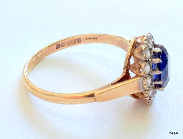 A 9ct gold sapphire and white sapphire ring, size P - Image 2 of 3
