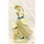 Lladro figure of girl with a dove 23cm high