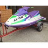 A Bombadier AA 1938 XP sit on Jet ski and trailer complete with helmet life jackets (untested)