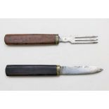 A campaign knife & fork set with rosewood handles made in Sheffield England