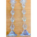 A pair of good quality cut glass candle sticks 46cm high