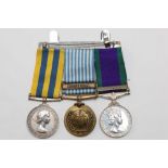 A mounted Korean War medal group consisting of the Korea Medal named to 22847859 Gunner PV Ball of