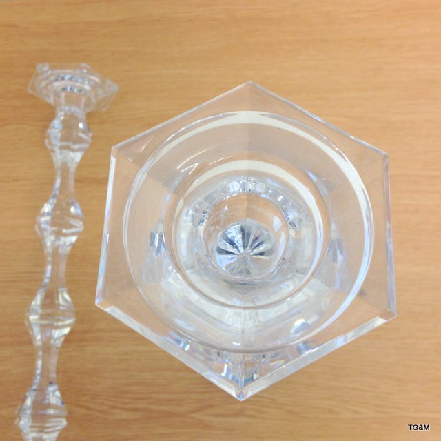 A pair of good quality cut glass candle sticks 46cm high - Image 5 of 8