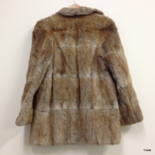 A ladies rabbit fur coat with satin lining - Image 3 of 3