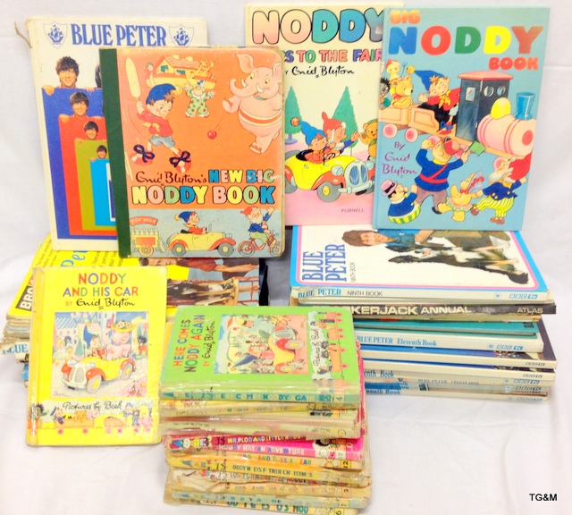 A collection of Blue Peter annuals and Noddy annuals including Blue Peter annuals