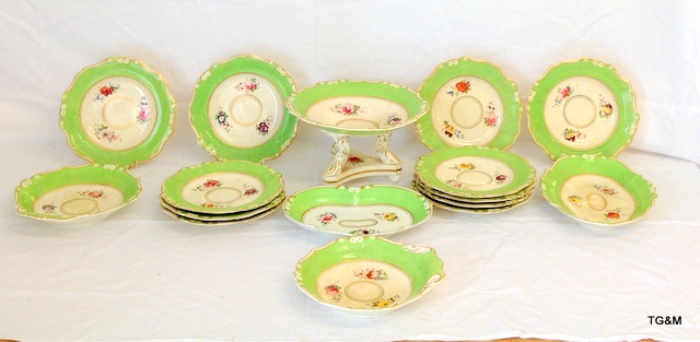 A 16 piece Victorian hand painted dessert service c1860 - Image 3 of 6