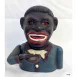 An American style cast iron money box 'Jolly Negro bank'