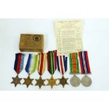 An impressive WW2 Merchant Navy medal group of seven including the Atlantic - Africa - Pacific and