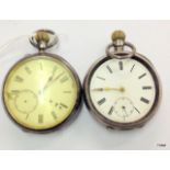 Two full size silver pocket watches