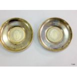 A pair of silver commemorative pin dishes to St Bartholomew Hospital 1123-1973