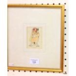 Framed Louis Wain hand Coloured print of Cricketing Cat