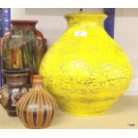 A Breton French Art studio pottery vase, a West German vase and 2 others