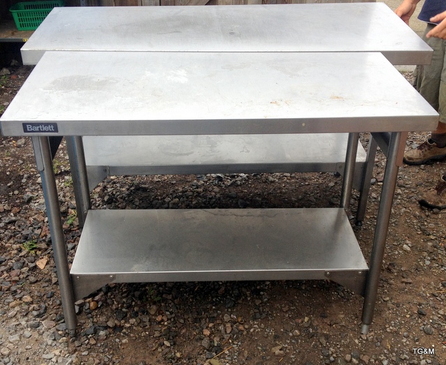 A pair of Bartlett Stainless Steel Commercial Kitchen Benches