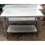 A pair of Bartlett Stainless Steel Commercial Kitchen Benches