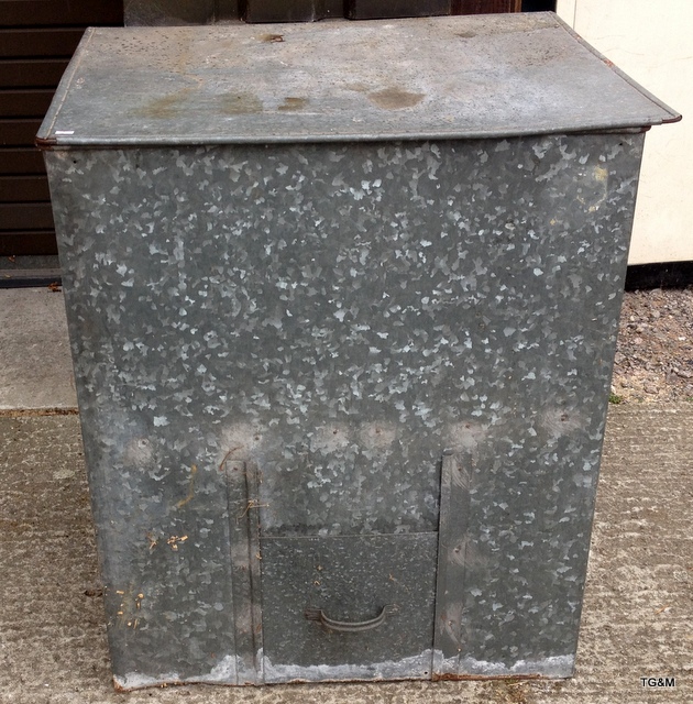 A metal coal bunker